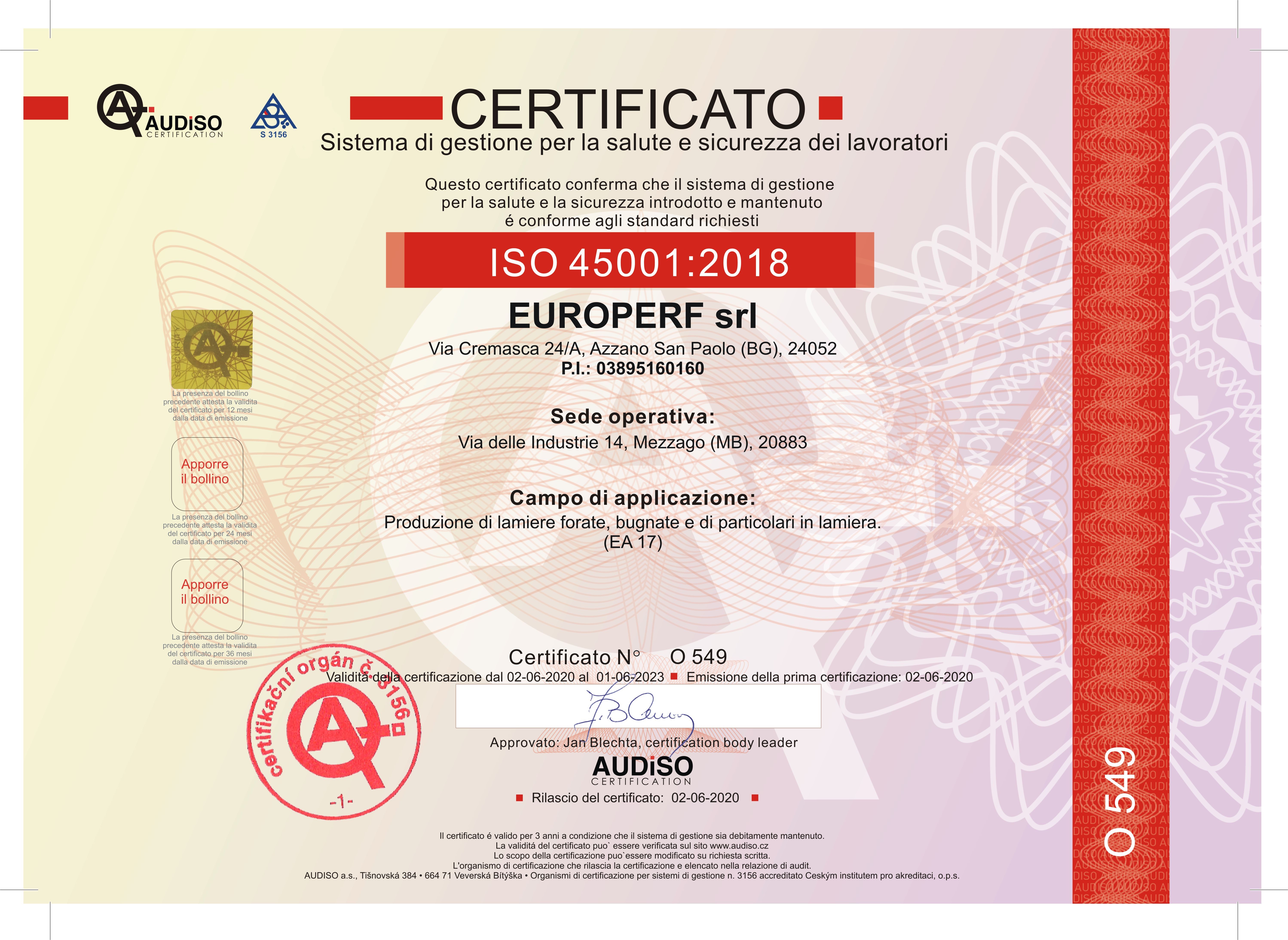 iso 45001 2018 Europerf